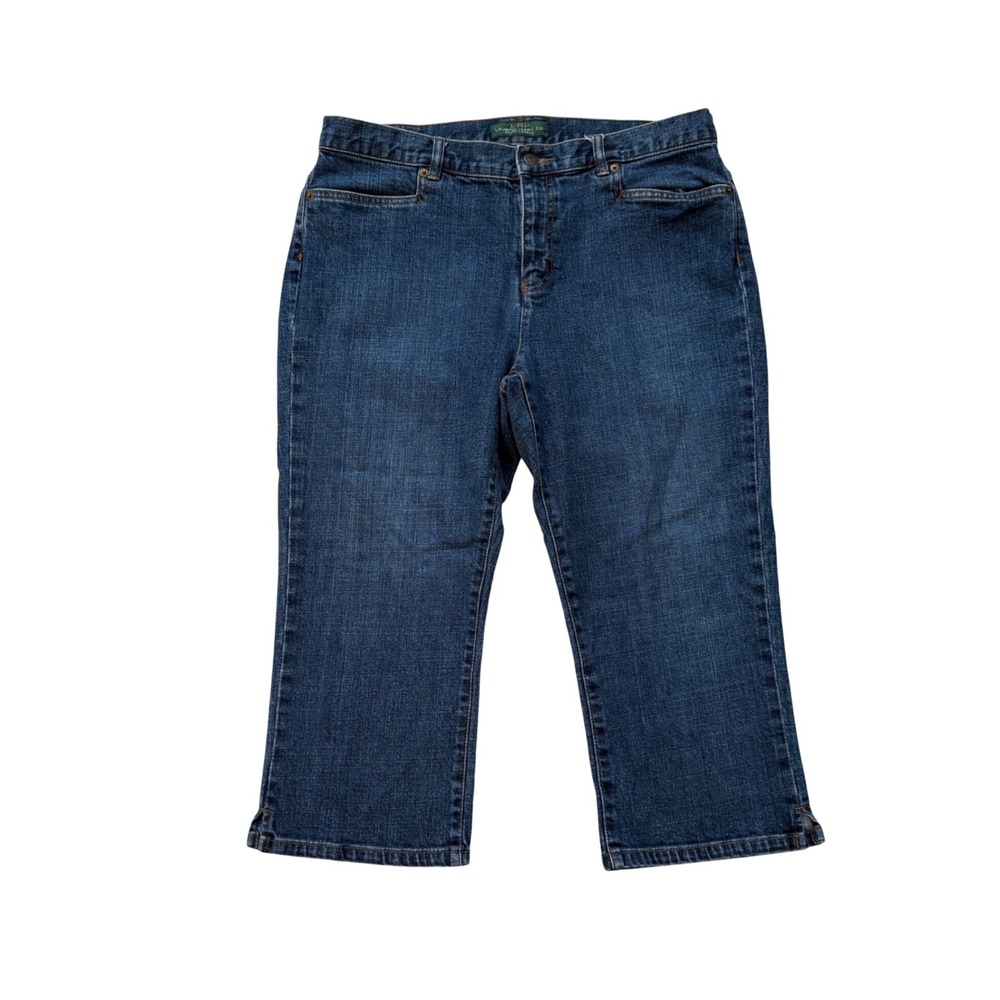 Ralph Lauren Classic Midcalf Cropped Jeans Medium Wash Denim‎ Capris Womens 14